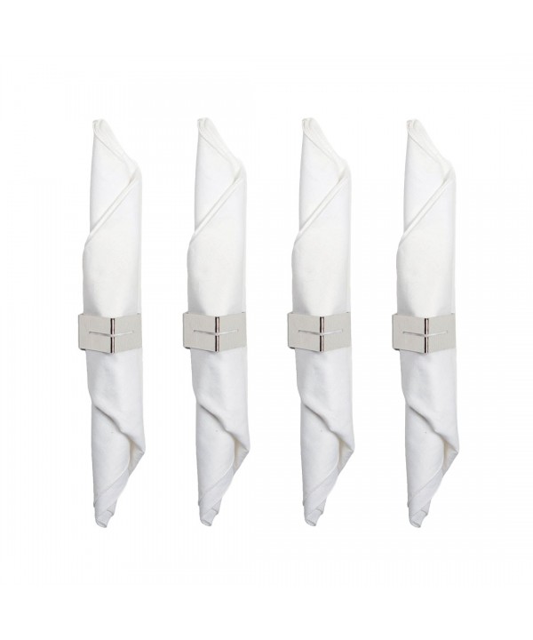 Lot de 4 ronds de serviettes triangle martelé argent