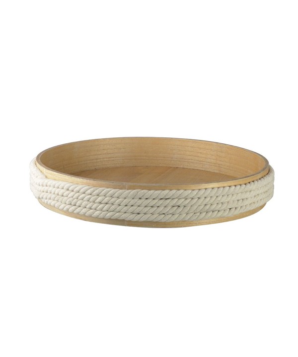 Plateau rond en bois avec corde 45cm