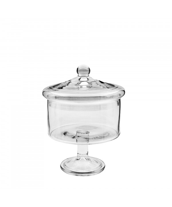 Bonbonnière sur pied en verre 17x17x29cm