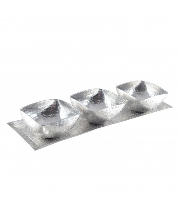 Set de 3 coupelles sur plateau en aluminium