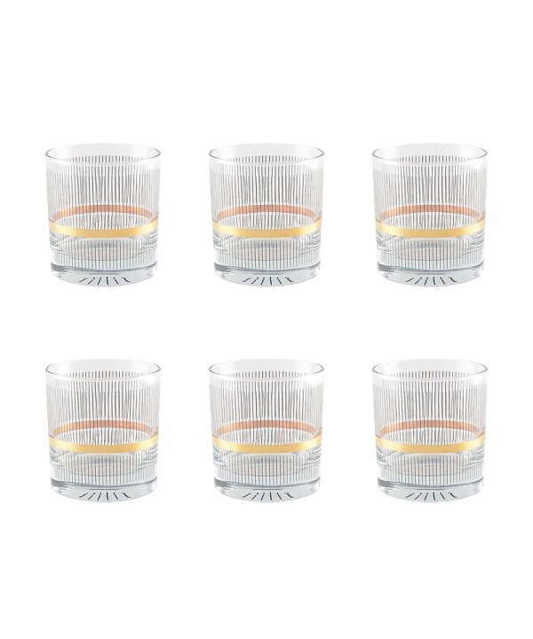 Verres à whisky fil noir et doré - lot de 6