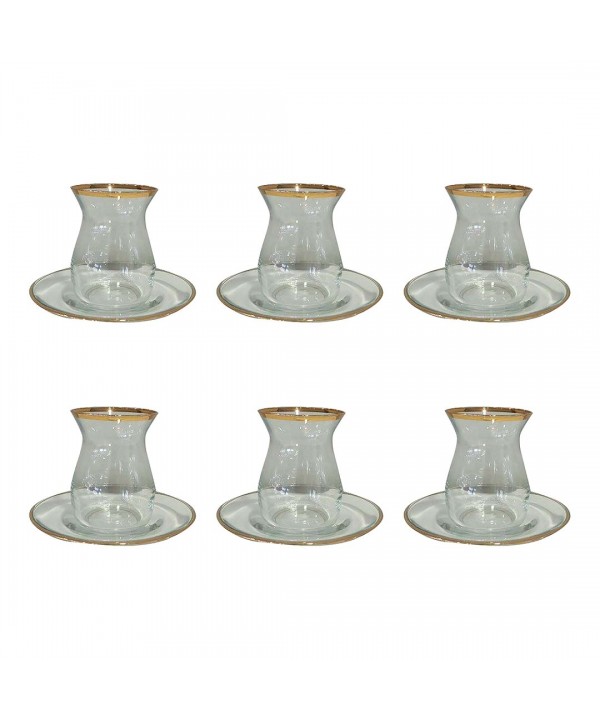 Tasses à thé filet doré - lot de 6