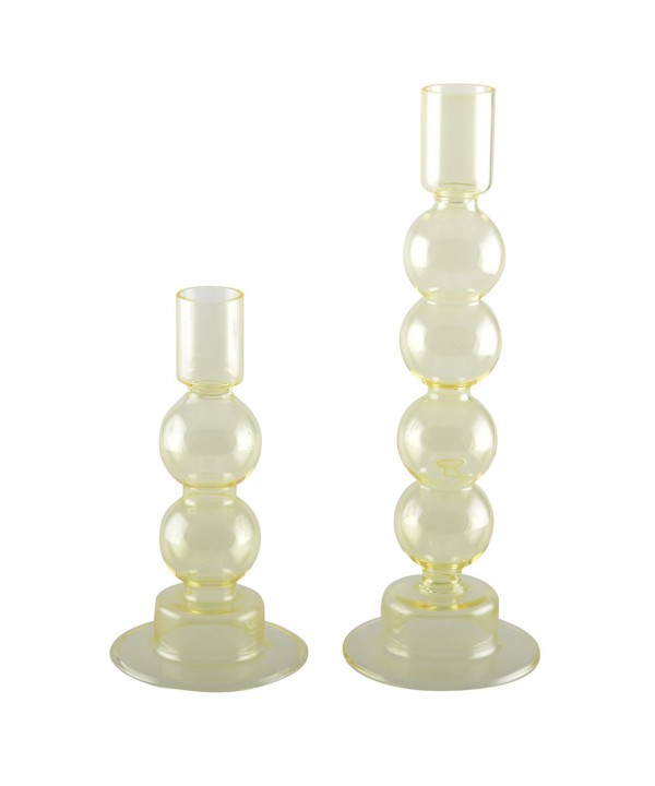 Bougeoirs bulles jaune - lot de 2