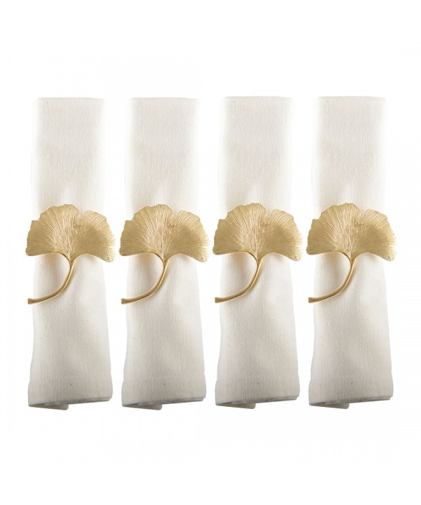 Golden ginkgo napkin rings - set of 4