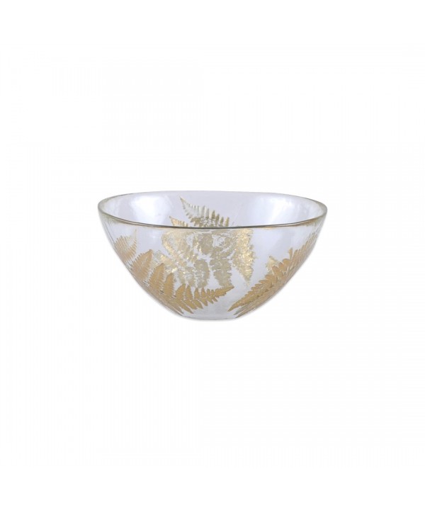 Transparent bowl with golden leaf
