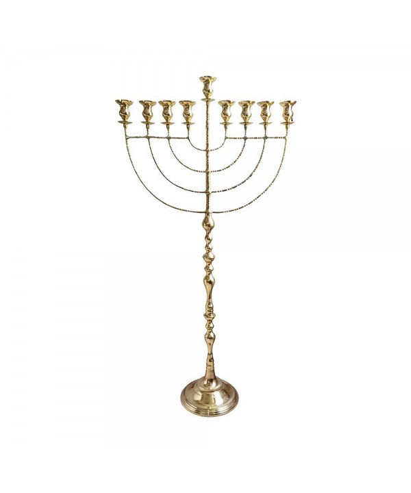 Menorah 9 feux dorée en métal h153cm