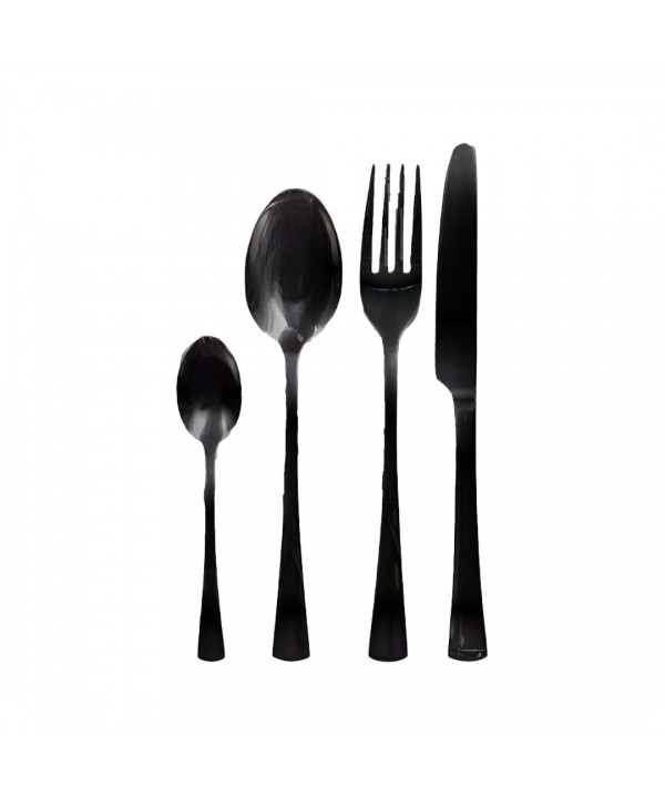 Shiny black cutlery set - 24 pieces