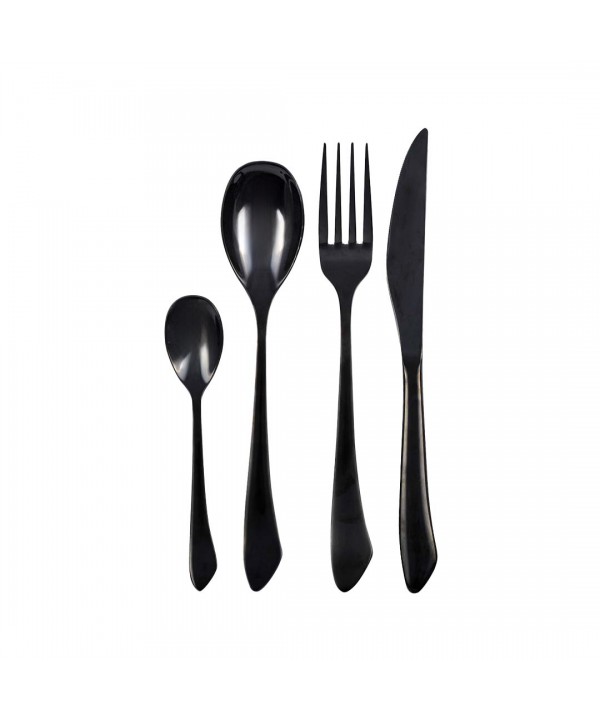 Shiny black cutlery set - 24 pieces