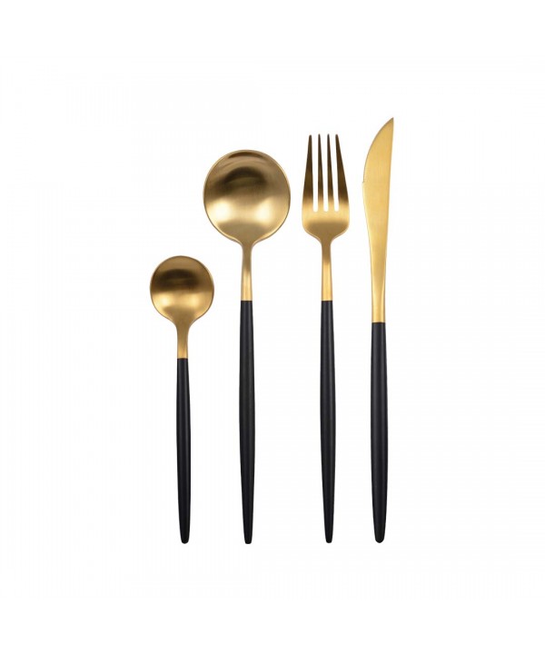 Ménagère 24 pièces dorée et noire