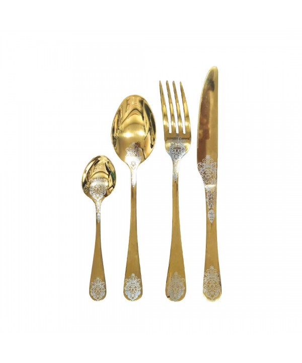 Shiny gold arabesque cutlery set - 24 pieces