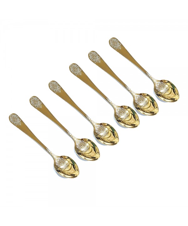 Tea spoons shiny gold arabesque - set of 6