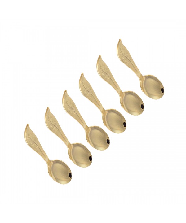 Golden leaf spoons - set of 6