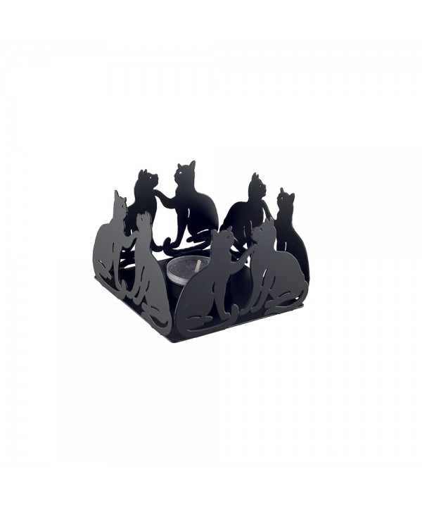 Bougeoir chat noir 10x10x7cm