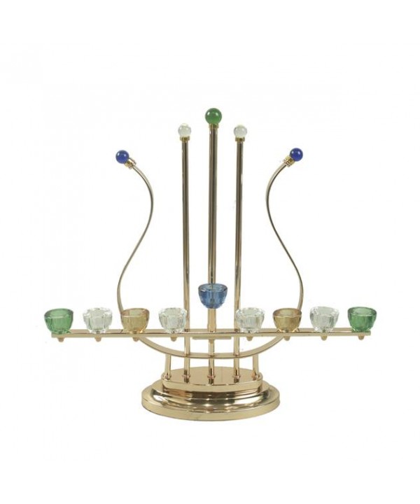 Menorah dorée godet couleur 50x15x46cm