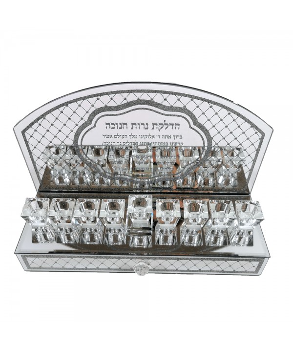 Menorah en cristal 9 feux 30x21x6.5cm