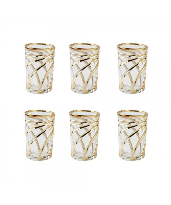 Tasses à thé spirale dorée - lot de 6