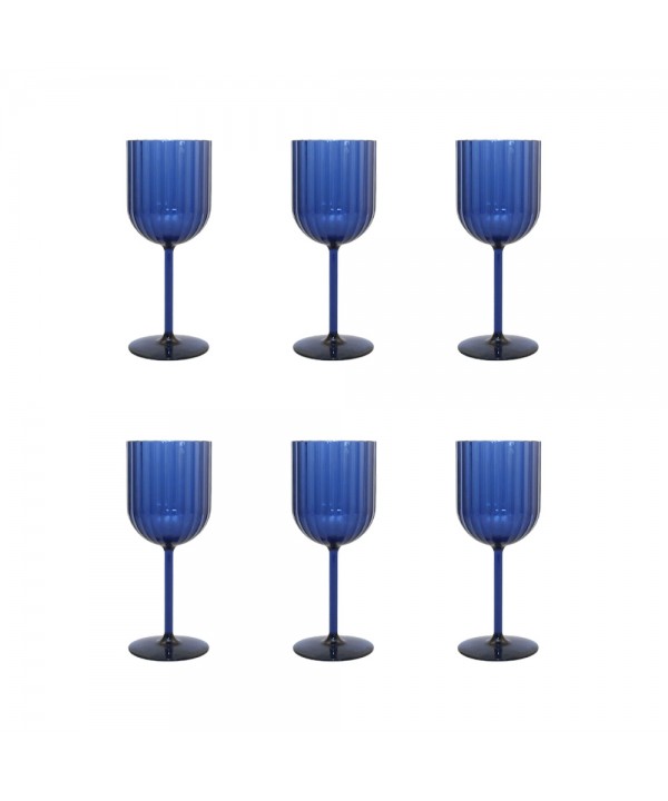 Blue acrylic wine glasses - set of 6