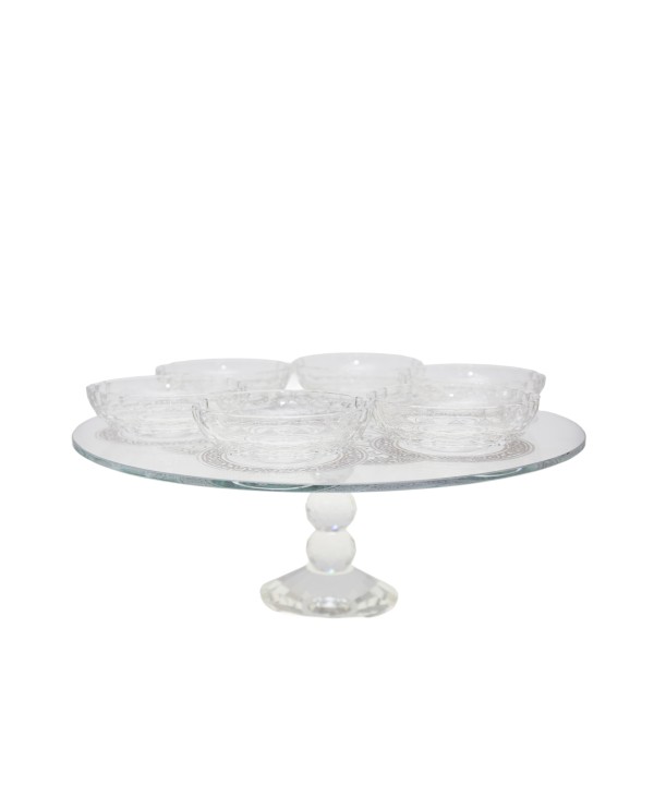 Plateau Seder sur pied façon cristal 38x38x18cm