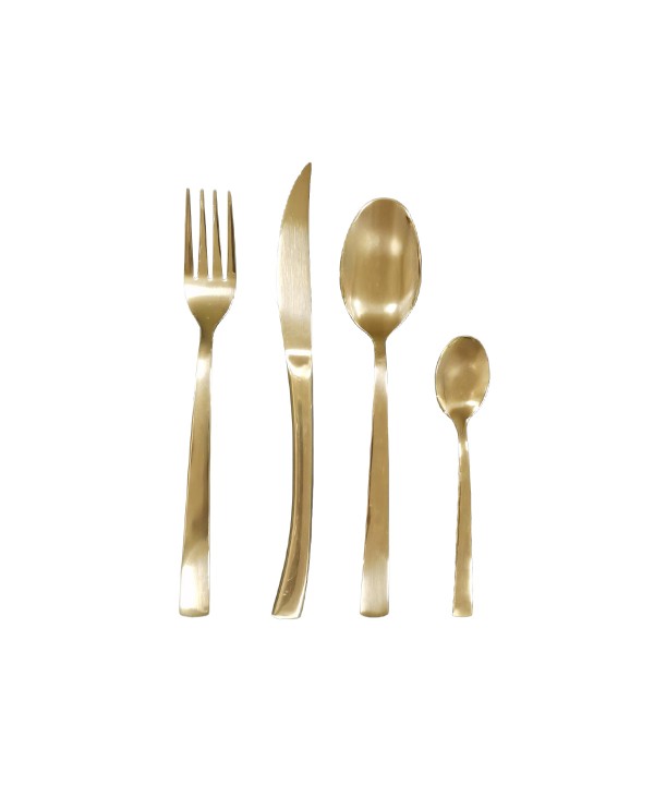 24-piece gold-plated shiny cutlery tray