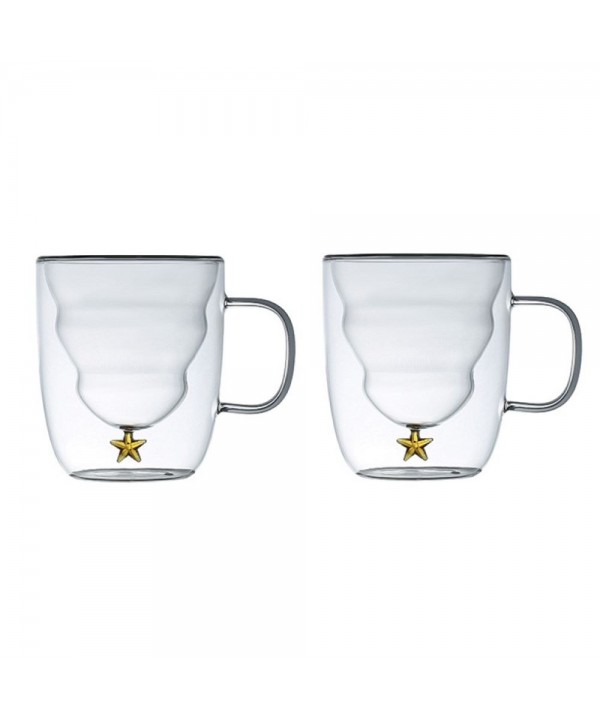Tasses double paroi étoile dorée 250ml - lot de 2