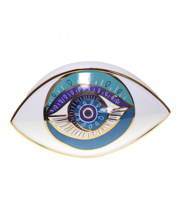 Oeil décoratif turquoise 20x12x13.5cm