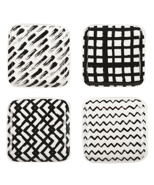 Coupelles noires et blanches 9.5cm - lot de 4